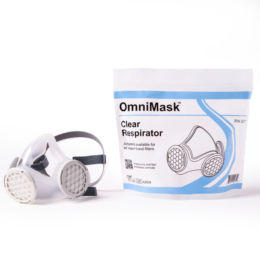 OmniMask with retail packaging, which is tamper evident resealable bag
