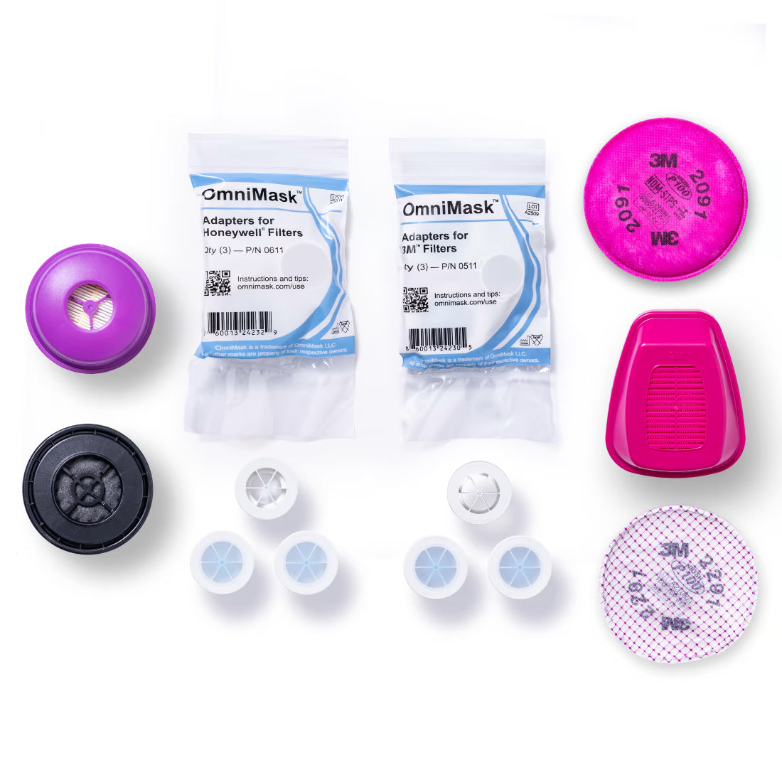 OmniMask Adapters Bundle for 3M and Honeywell filters
