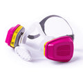 OmniMask with 3M cartridges on inhale ports and E100 on exhale port.
